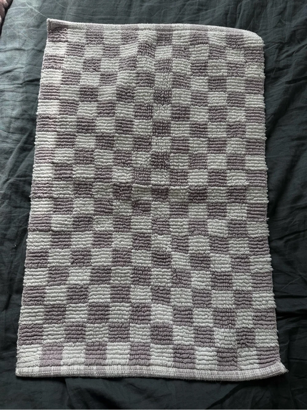 White and Lavender Checkerboard Bath Mat
